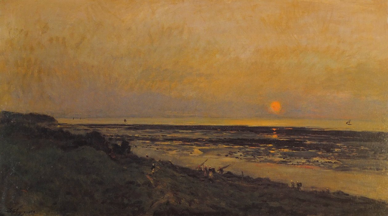 1874年、ヴィレルヴィルでのC.F.ドービニーの夕日 作： チャールズ・フランソワ・ドービニー