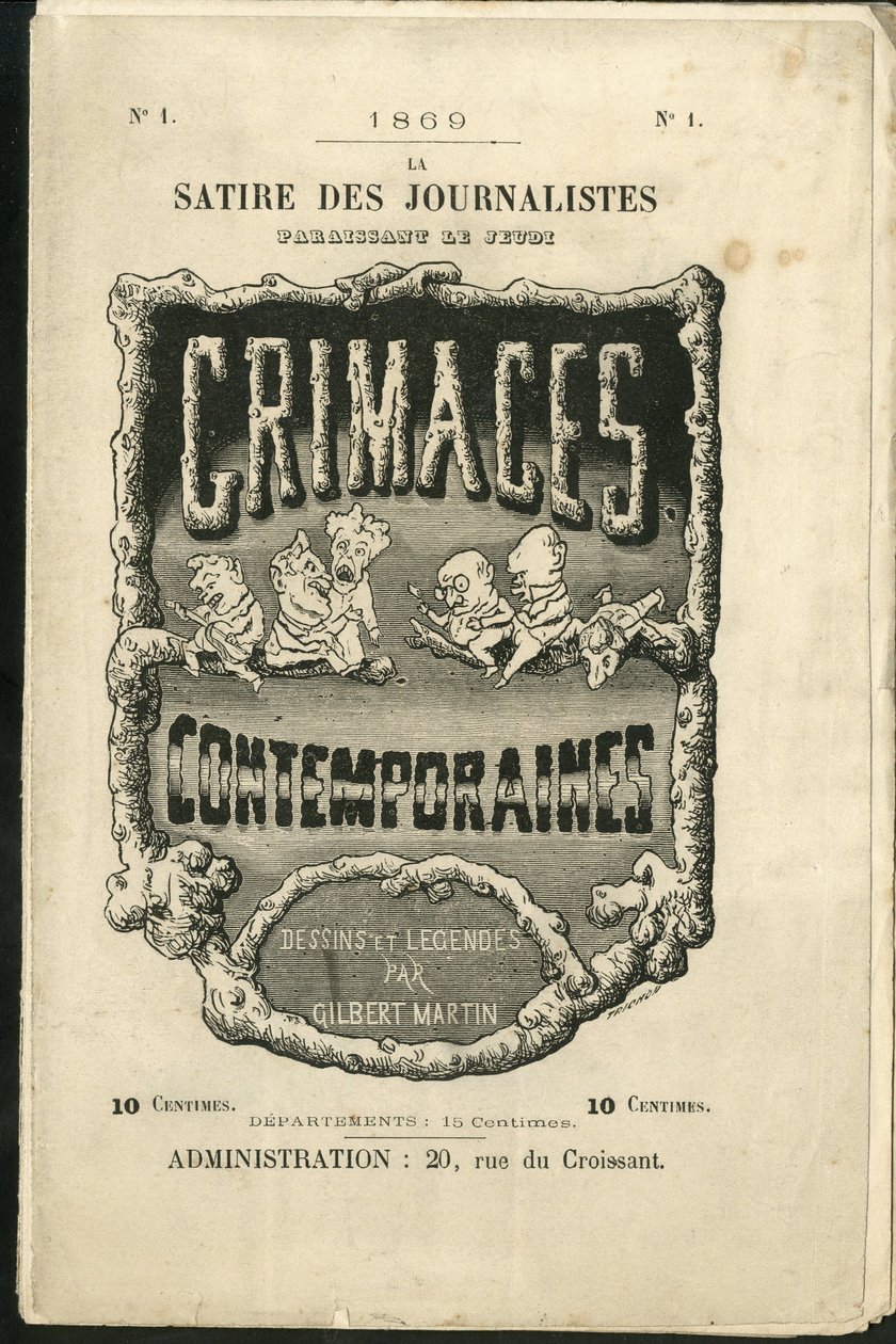 Charles Gilbert-Martin (1839-1905)による "Contemporary Grimaces "の表紙イラスト 作： チャールズジルバートマーティン