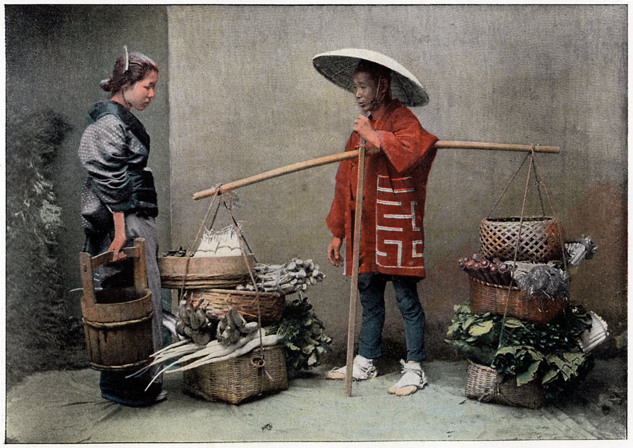 日本の野菜商、c1890 作： チャールズ・ギロット