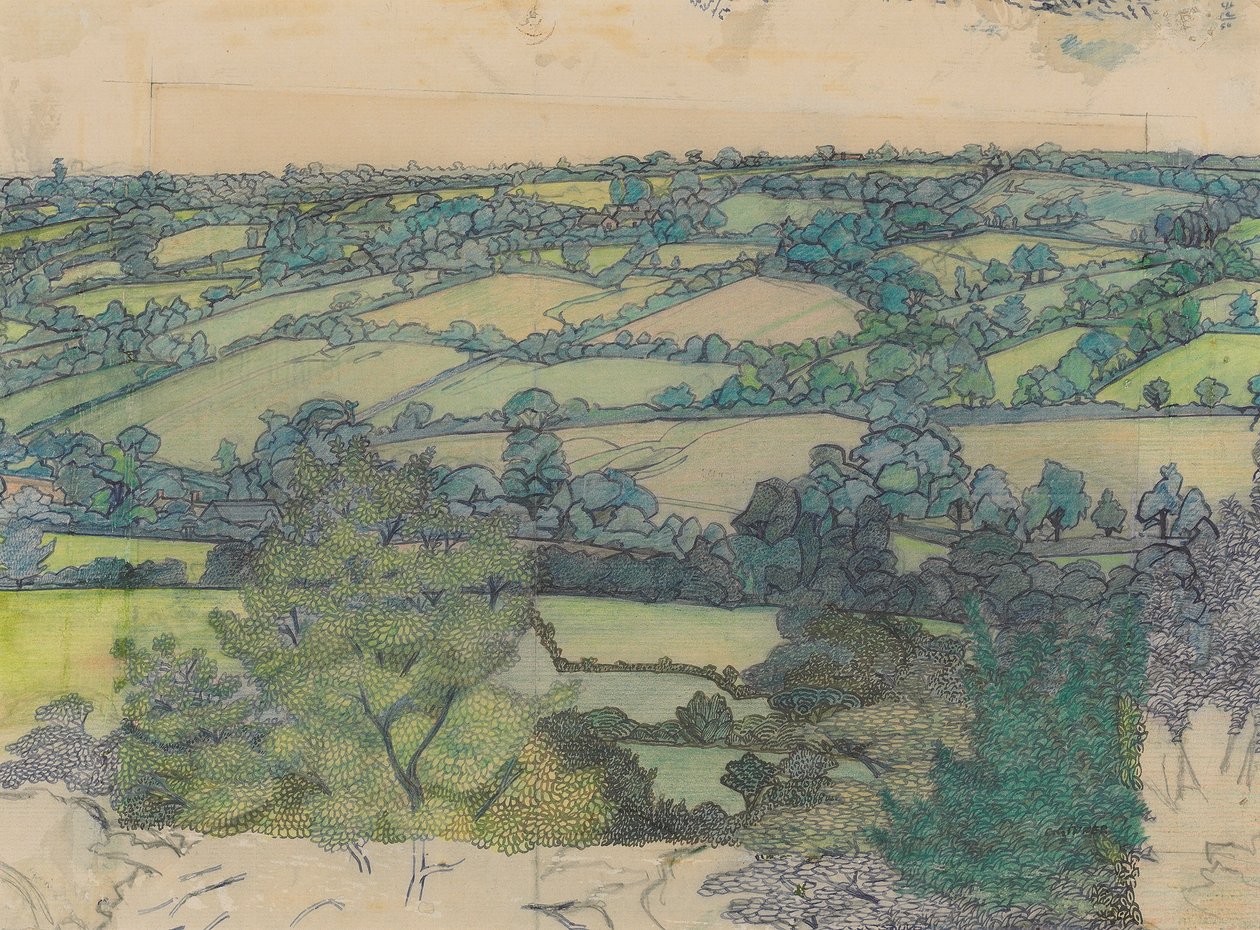 Applehayes, n. 1912 (kynä, värikynä, kynä ja sininen muste paperille) 作： チャールズ・ジンナー