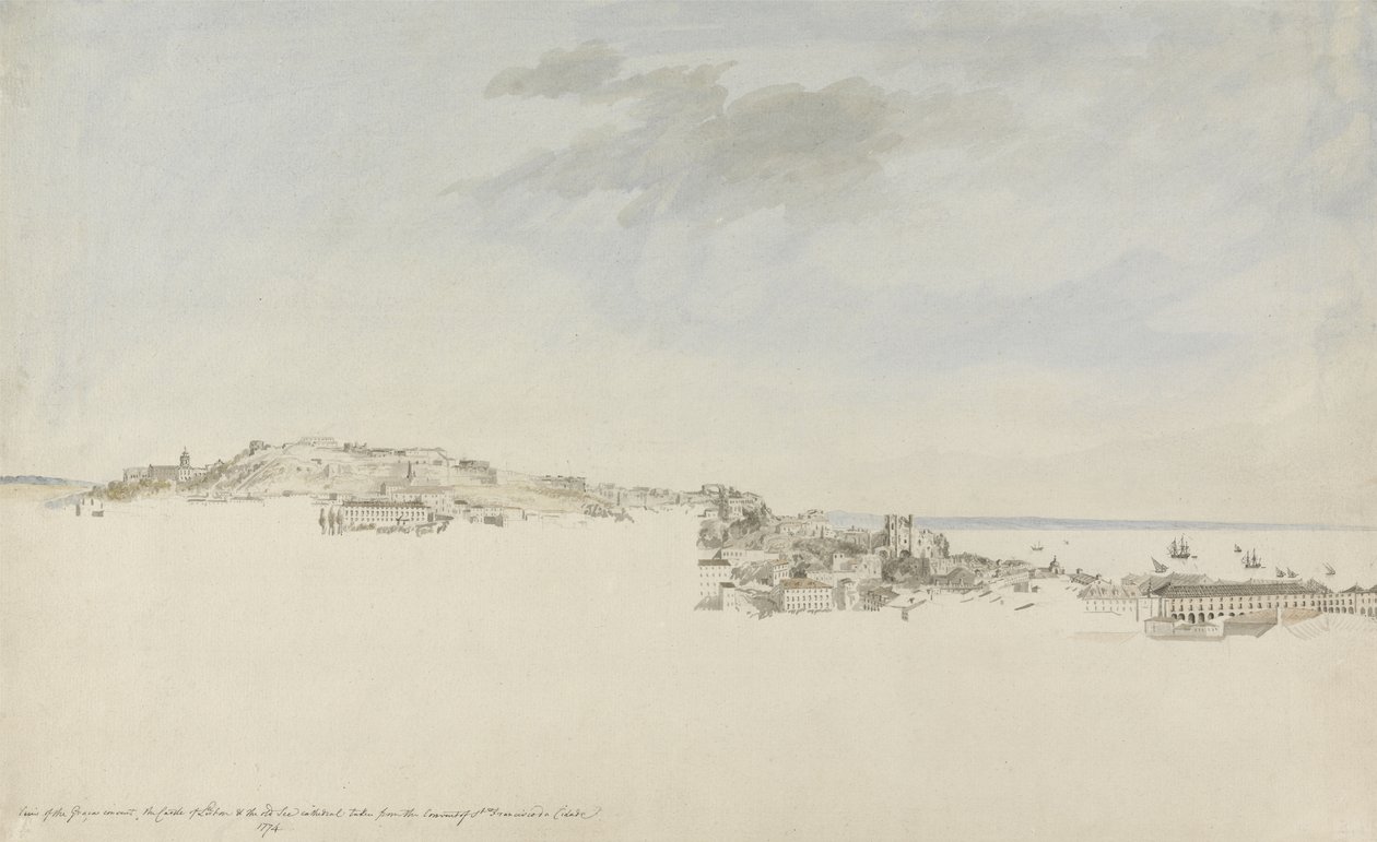 リスボン、聖フランシスコダシタデル修道院、1774年（紙と黒鉛の上にペンとインクでトイレ） 作： チャールズ・ゴア
