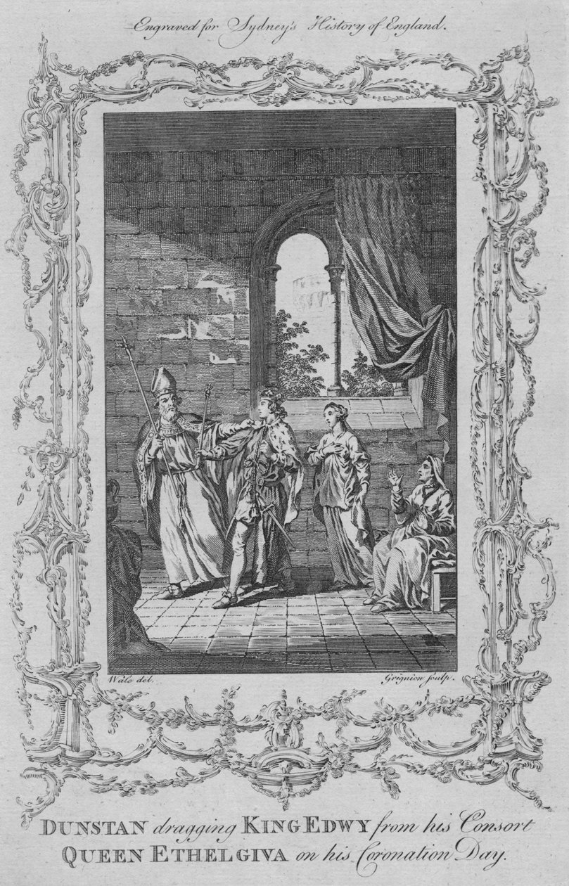 ダンスタンは1773年の戴冠式の日に彼の配偶者女王エセルギバからエドウィ王を引きずりました。 作： チャールズグリニオン