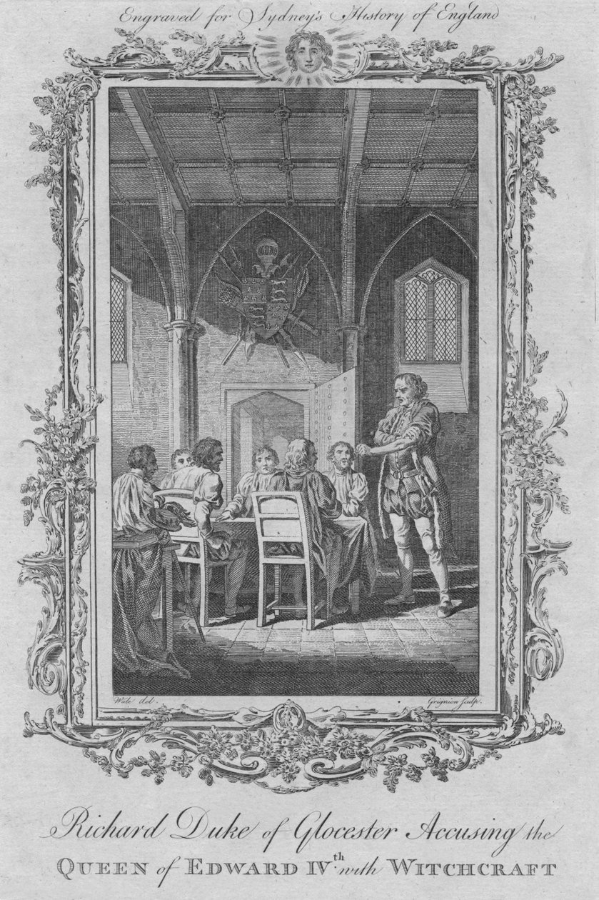 1773年、ウィスタークラフトでエドワード4世の女王を非難したグロスターのリチャードデューク。 作： チャールズグリニオン