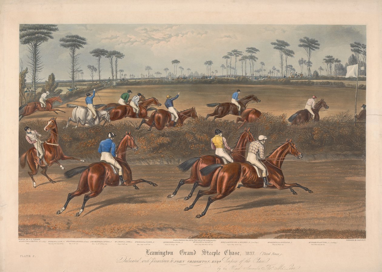4 つのセットの 1 つ: Leamington Grand Steeple Chase ... 1837. Plate 2. Mr. Christian on Scripton ... 作： チャールズハント