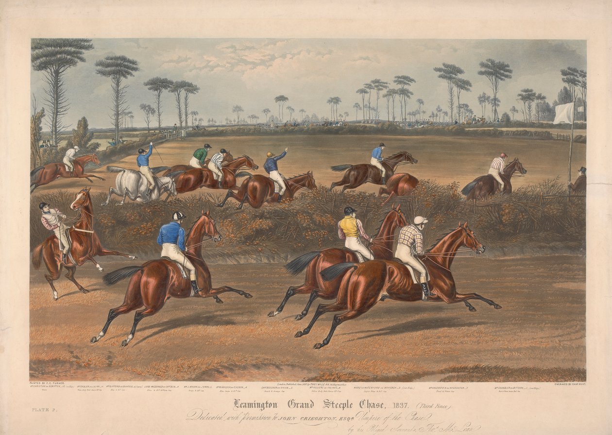 4 つのセットの 1 つ: Leamington Grand Steeple Chase ... 1837. Plate 2. Mr. Christian on Scripton ... 作： チャールズハント