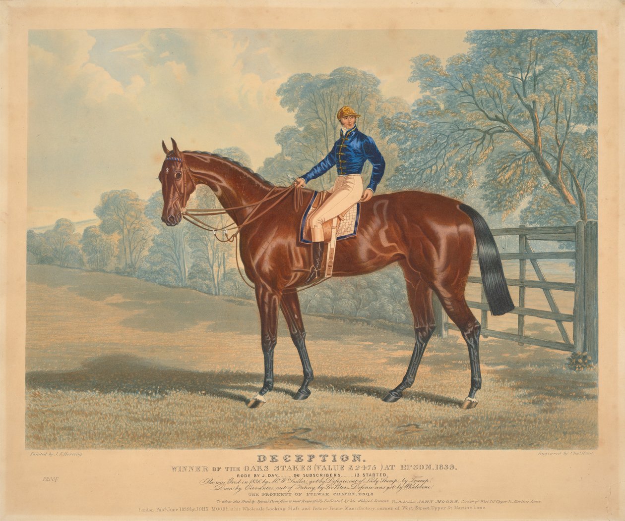 [Rennen]: "Deception", Gewinner der Oaks Stakes in Epsom, 1839, geritten von J. Day 作： チャールズハント