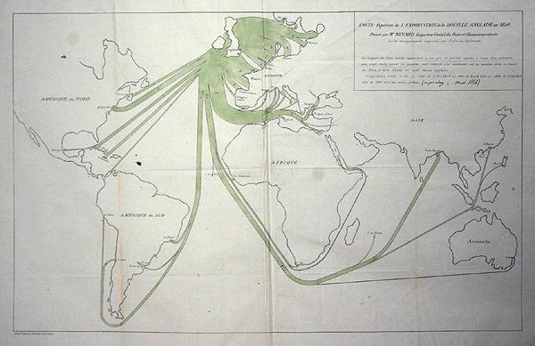 1850年のイギリス諸島からの石炭輸出量を示す地図 作： チャールズ・ジョセフ・ミナード