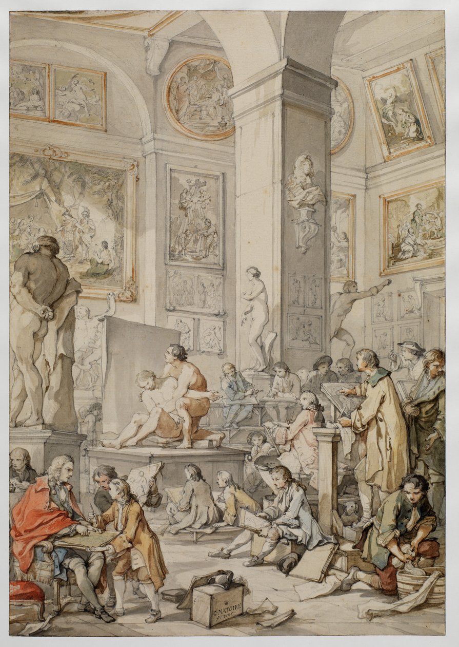 王立絵画彫刻アカデミーのライフクラス、1746 作： チャールズ・ジョセフ・ナトワール