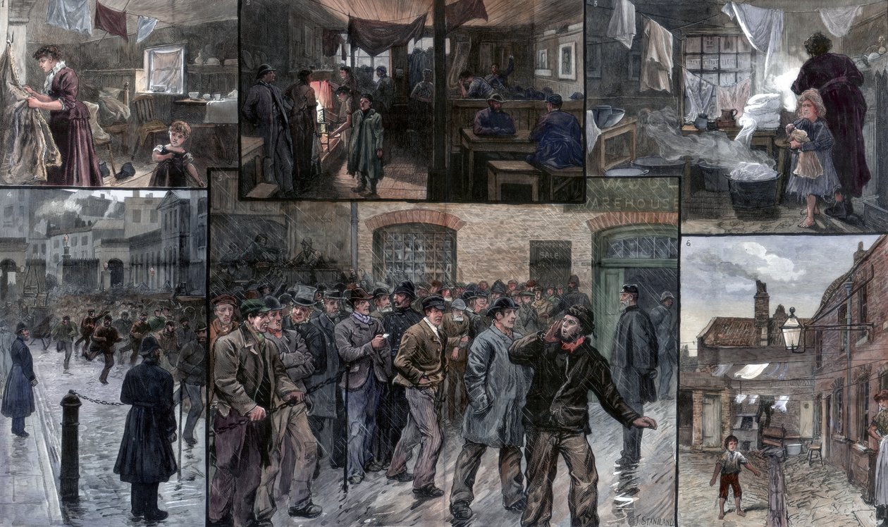1886 年、ロンドンのイースト エンドでの遭難。 作： チャールズ・ジョセフ・スタニランド