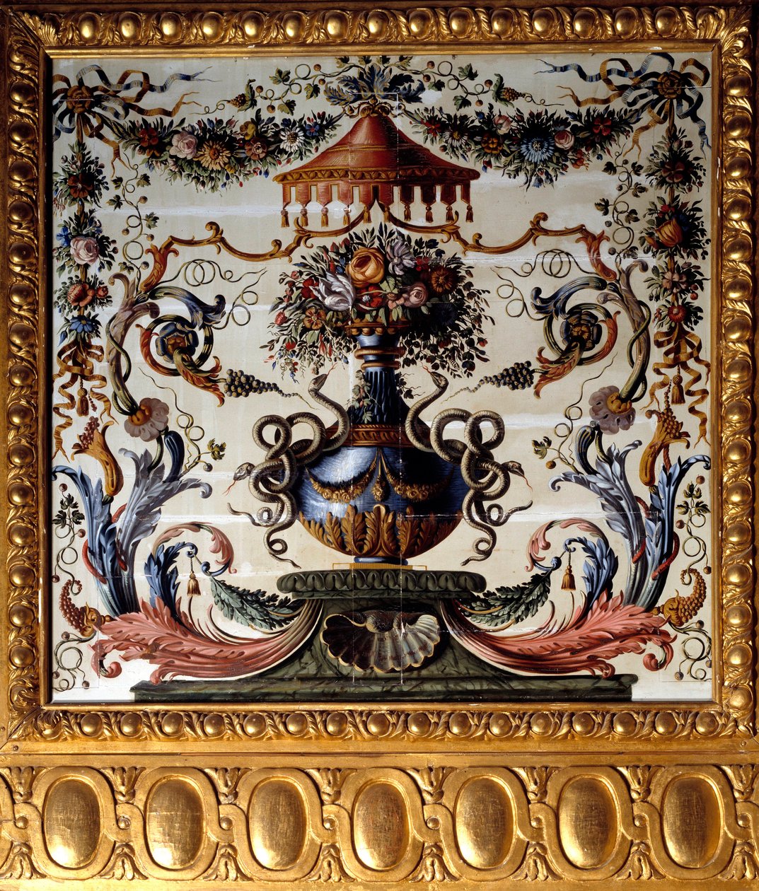 Chateau de Vaux Le Visomte（ヴォー・ル・ヴィコント）のダイニングルームの装飾パネル。シャルル・ルブラン（ル・ブラン）（1619-1690）の絵画 1656年 セーヌ・エ・マルヌ河畔のヴォー・ル・ヴィコント城。 作： チャールズ・ル・ブラン