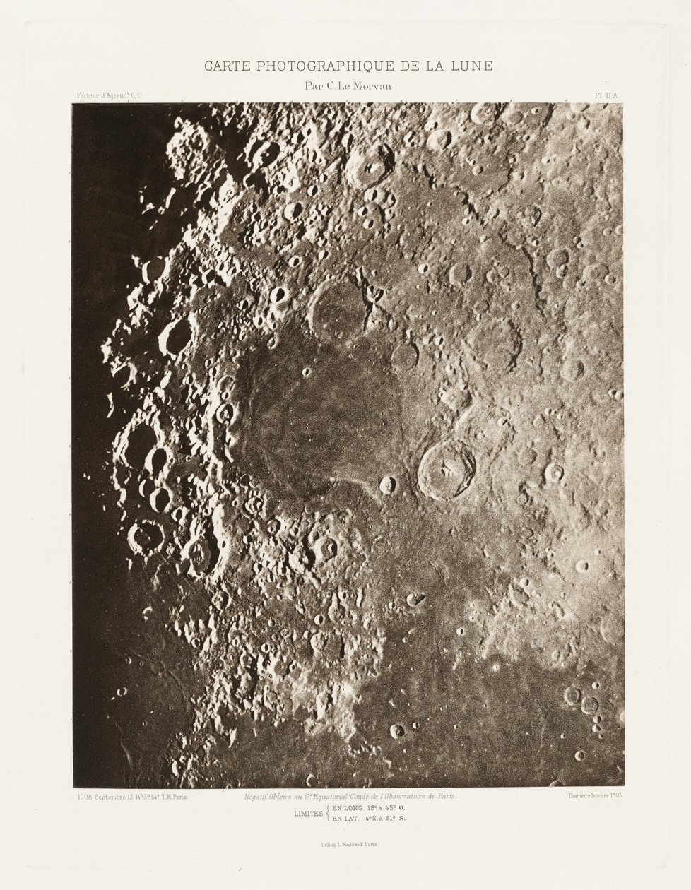 月の写真チャート、プレートII.A（Carte photograph de la lune, planche II.A）、9月13日 作： シャルル・ル・モルヴァン