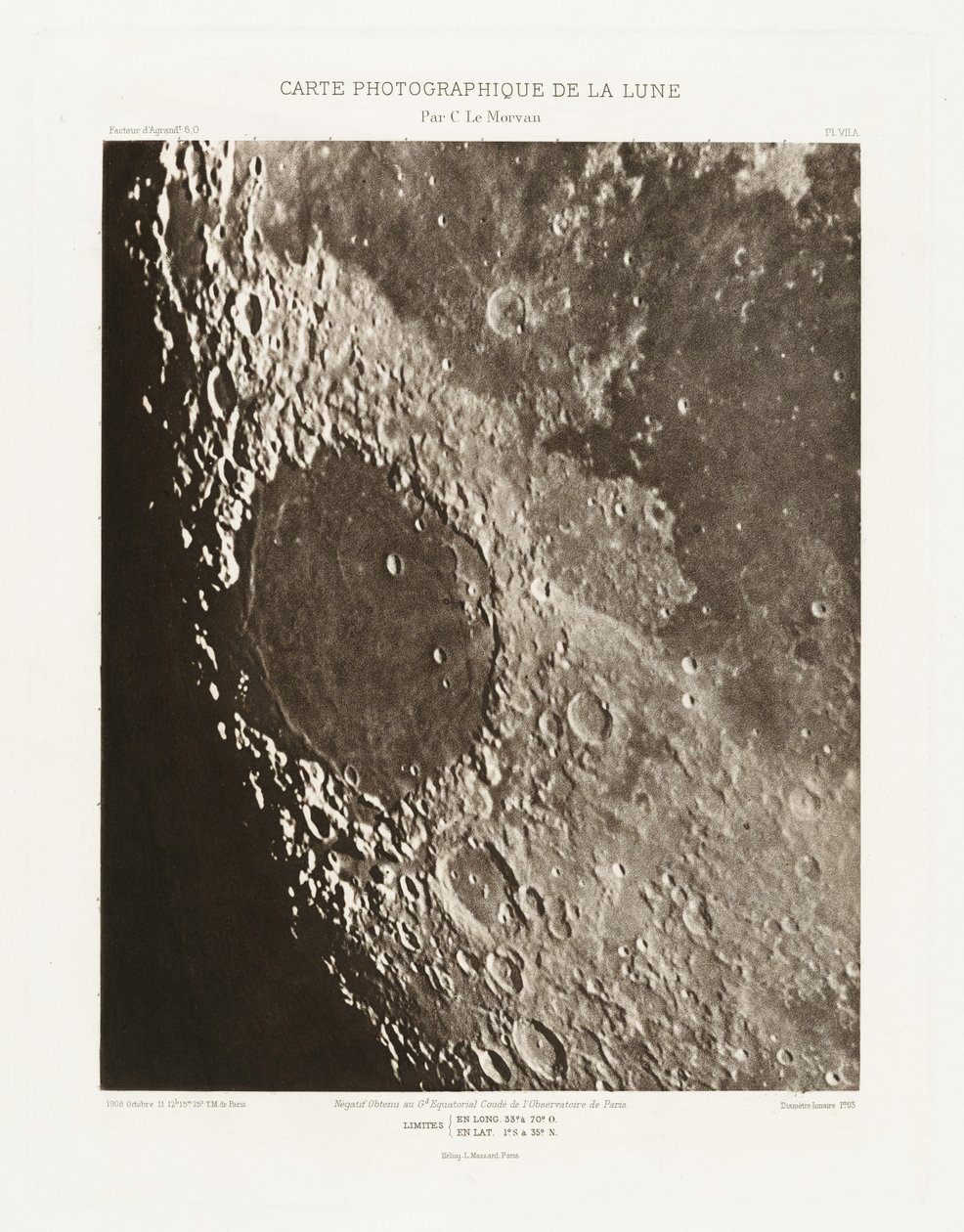 10月11日、Carte photograph de la lune, planche VII.A（月の写真チャート、プレートVII.A 作： シャルル・ル・モルヴァン