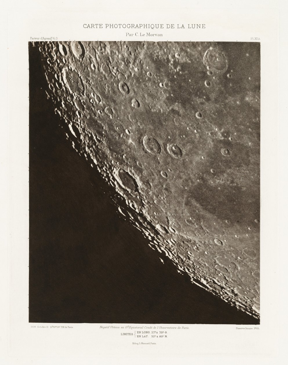 10月11日、Carte photograph de la lune, planche XII.A（月の写真チャート、プレートXII.A 作： シャルル・ル・モルヴァン