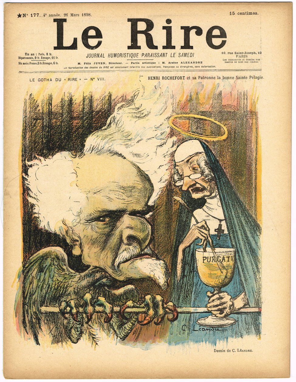 Le Lire "177号の表紙、Satirique en Colours 作： チャールズ・ランドレ