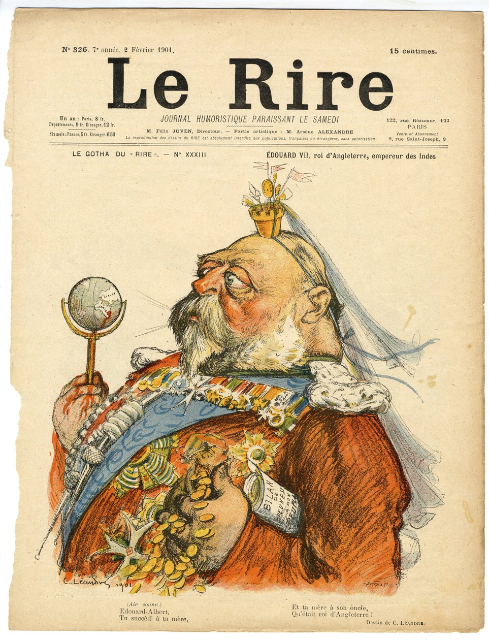 Le Rire」の表紙に描かれたシャルル・レアンドル（1862-1934）のイラスト 作： チャールズ・ランドレ