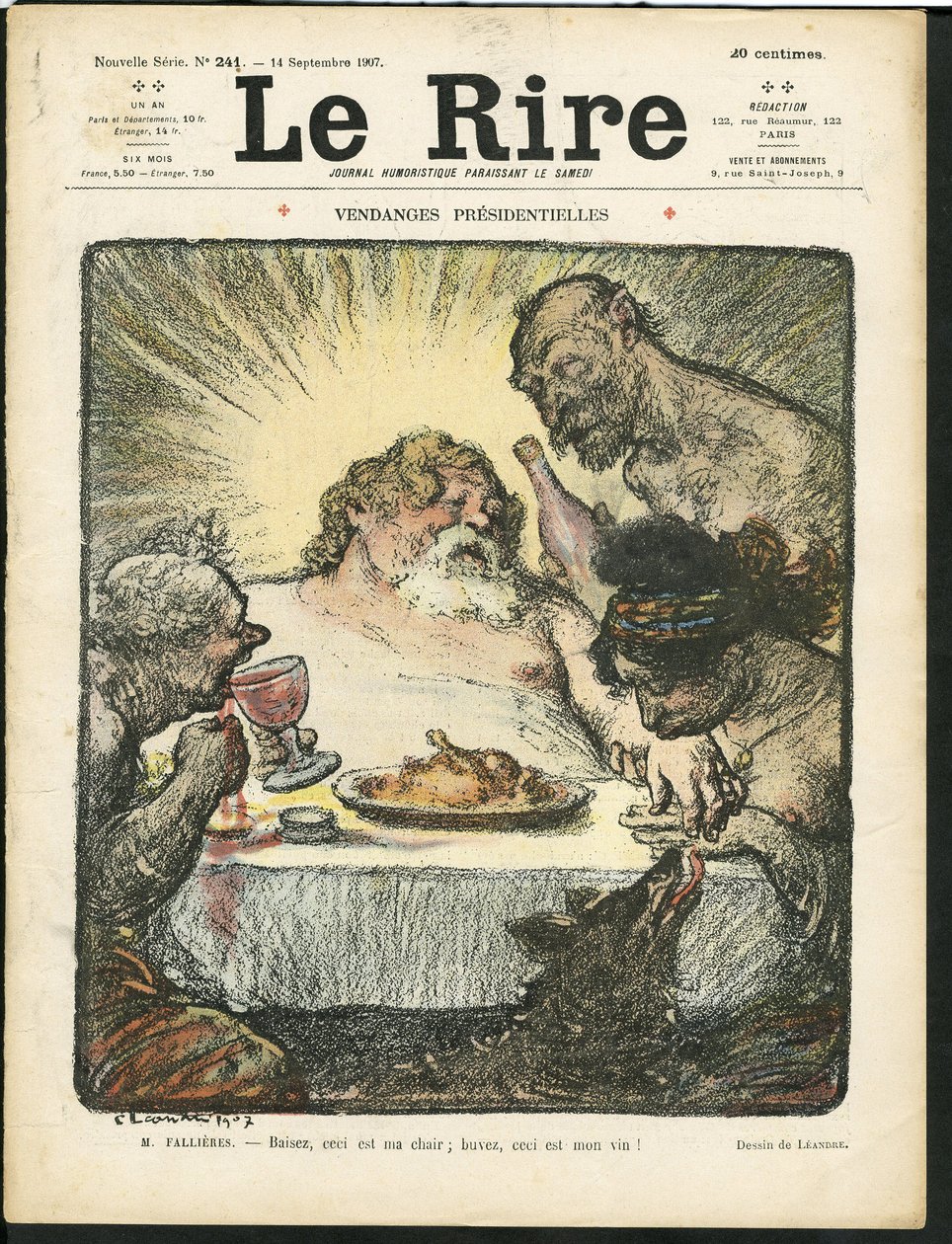 Le Rire」の表紙に描かれたシャルル・レアンドル（1862-1934）のイラスト 作： チャールズ・ランドレ