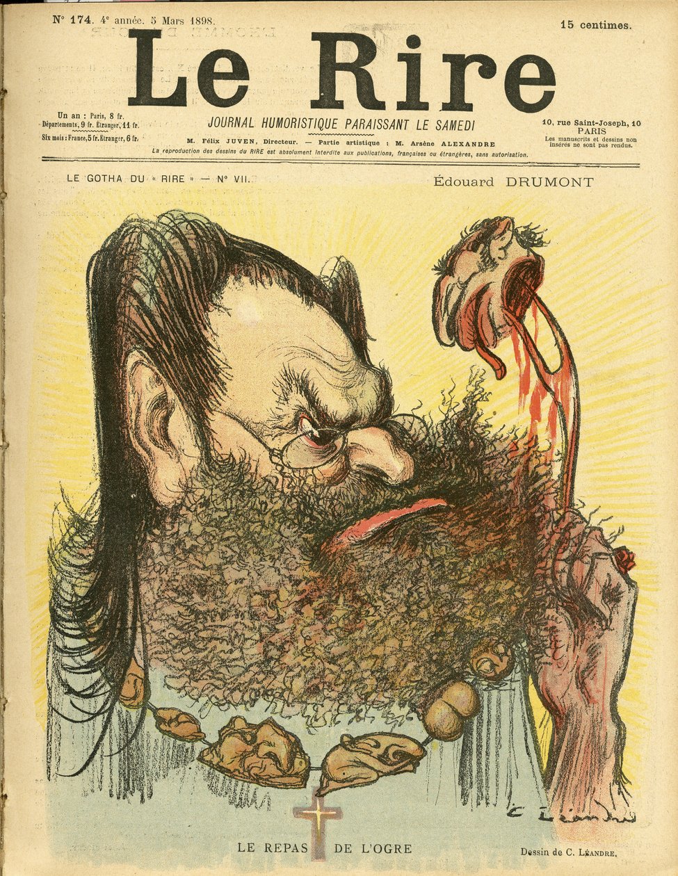 Le Rire」の表紙に描かれたシャルル・レアンドル（1862-1934）のイラスト 作： チャールズ・ランドレ