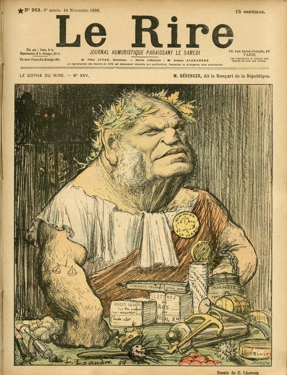 Le Rire』263号の表紙に描かれたシャルル・レアンドル（1862-1934）のイラスト 作： チャールズ・ランドレ