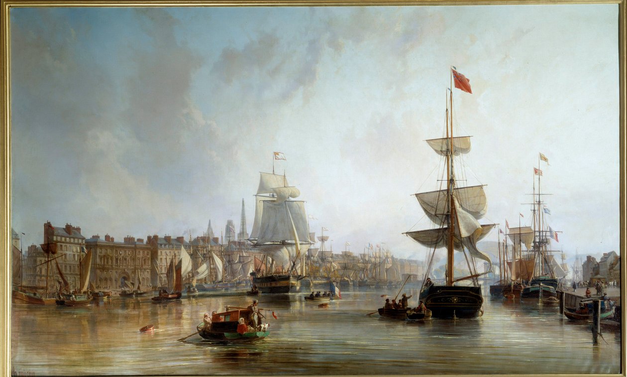 1855年のルーアン港 シャルル・ルイ・モザン(1806-1862)の絵画 1855年 日1,77x2,87 m ルーアン、ミュゼ・デ・ボザール 作： チャールズ・ルイ・モジン
