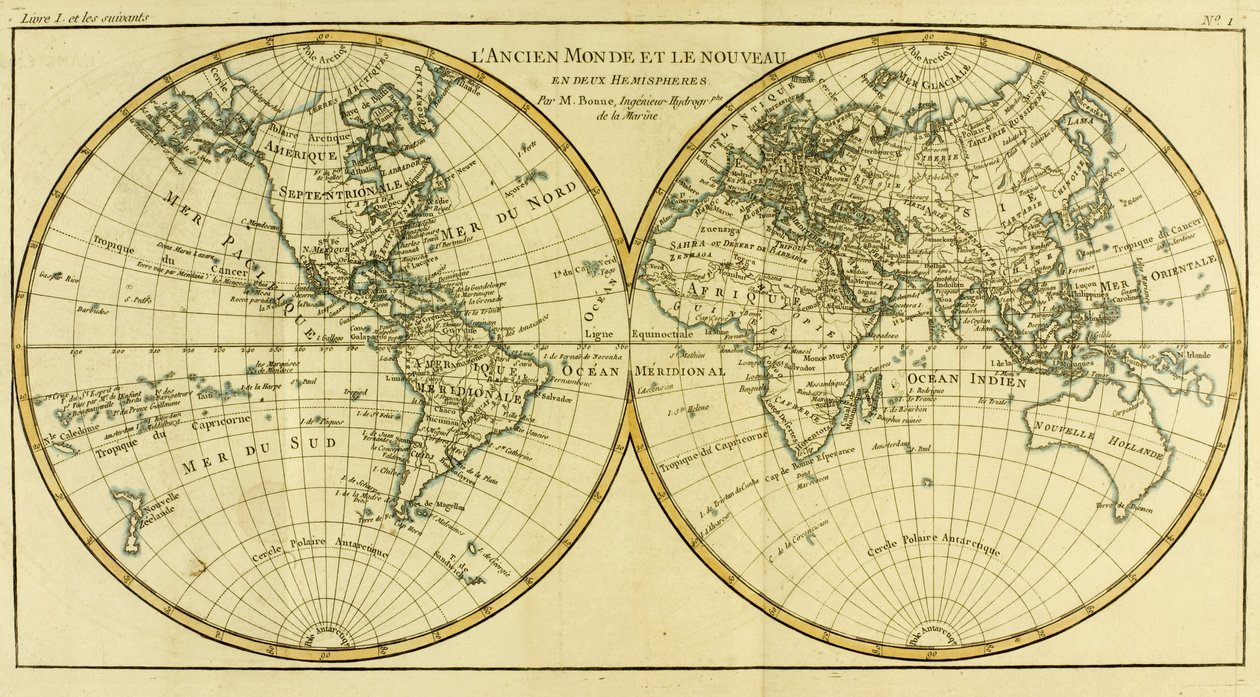 Guillaume Raynal（1713-96）による「地球のすべての既知の部分の地図