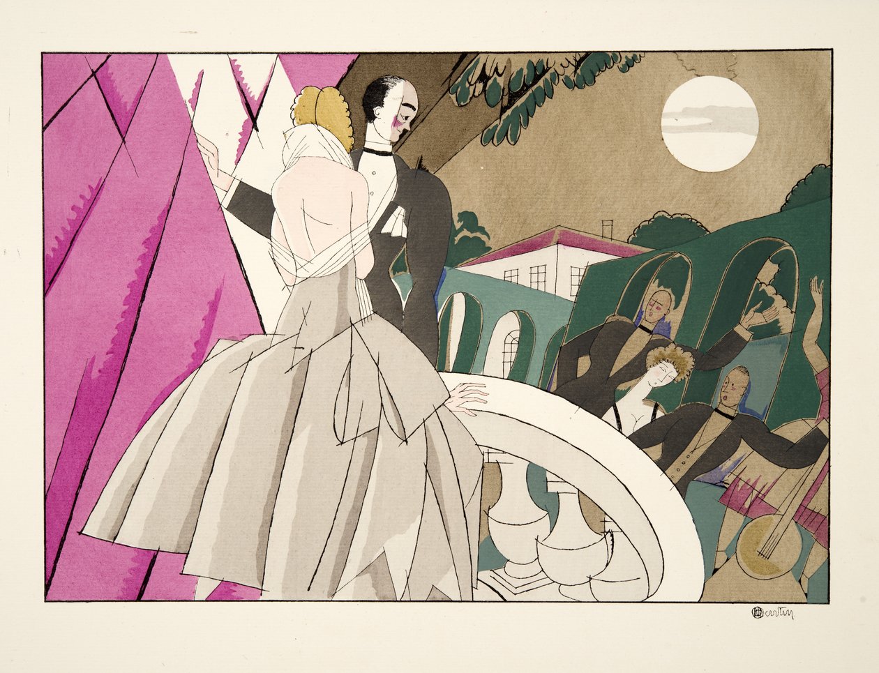 La Mariee、スポーツ＆エンターテイメント、パブ。 1914（ステンシルプリント） 作： チャールズ・マーティン