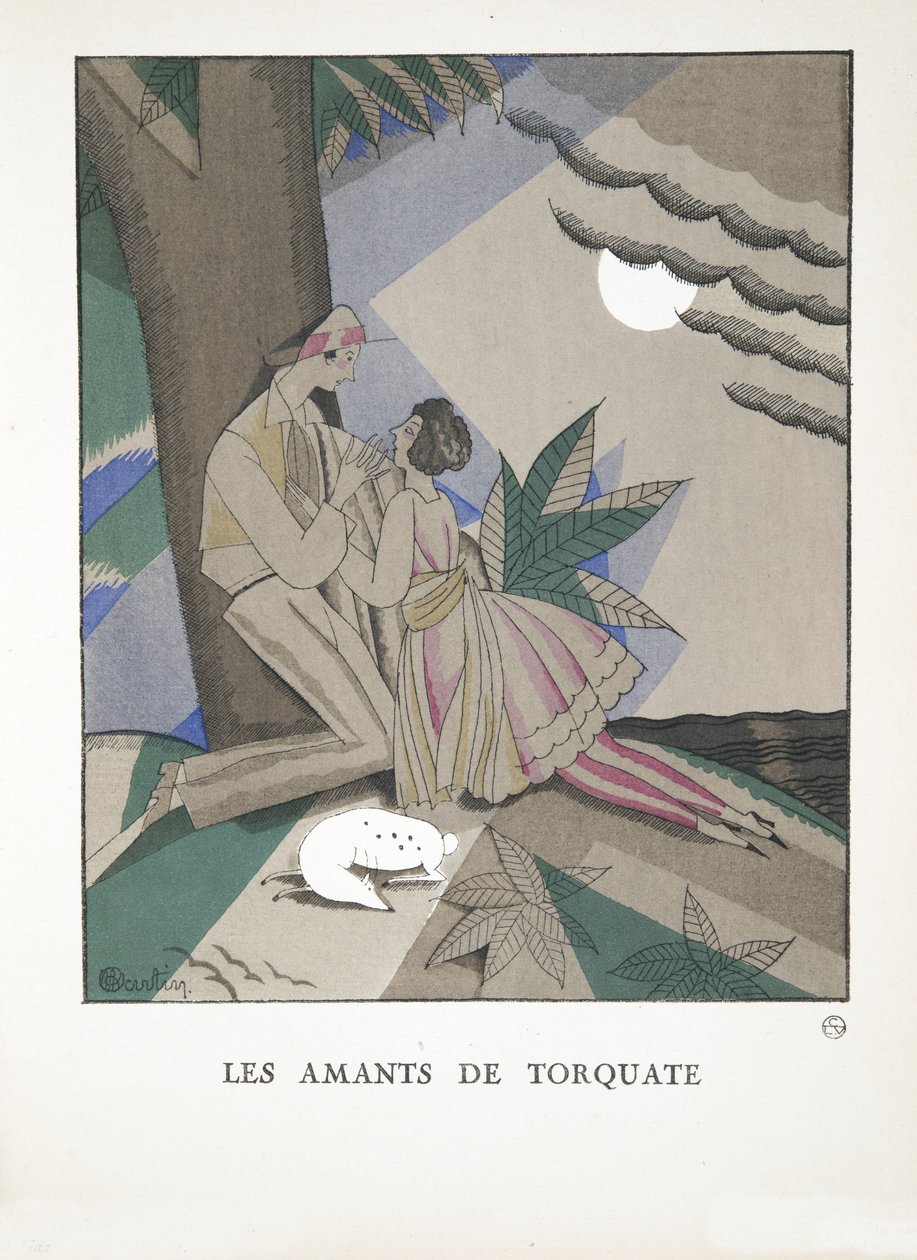Les Amants de Torquate、コレクションオブファッションプレート、1921年（ステンシルプリント） 作： チャールズ・マーティン