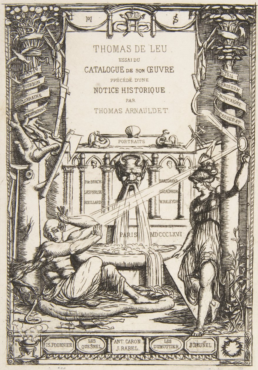 Thomas De Leuの作品カタログの口絵、1866年。 作： チャールズ・メリヨン