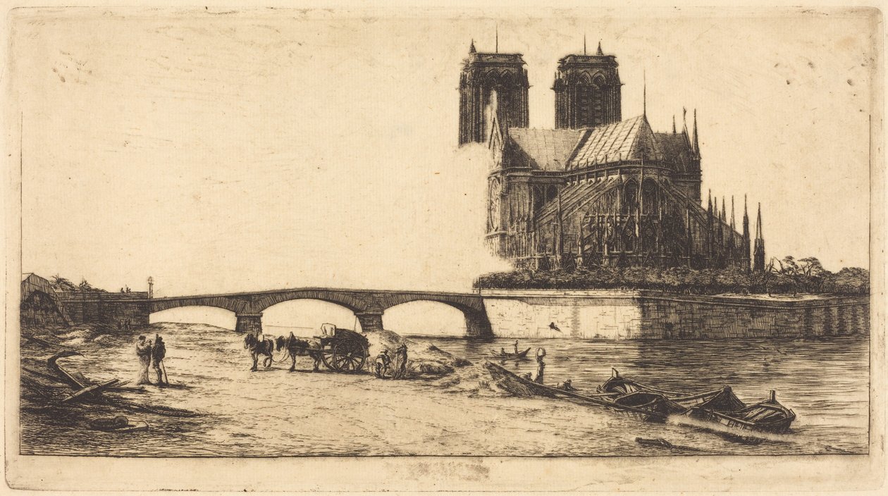 パリのノートルダム大聖堂の後陣（The Apse of the Cathedral of Notre-Dame, Paris） 作： チャールズ・メリヨン