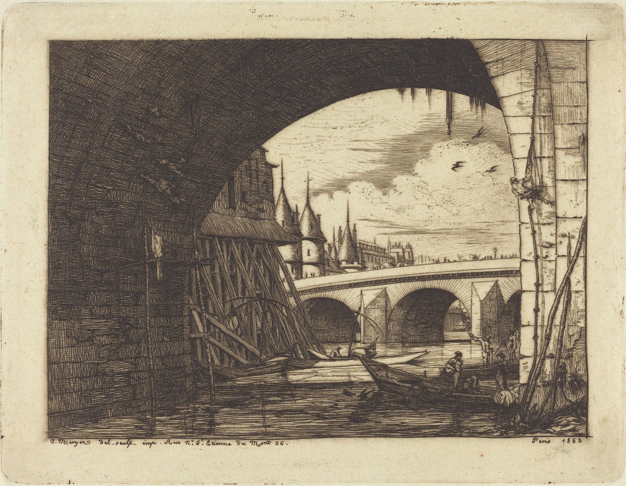 ノートルダム橋のアーチ、パリ（An Arch of the Notre-Dame Bridge, Paris） 作： チャールズ・メリヨン