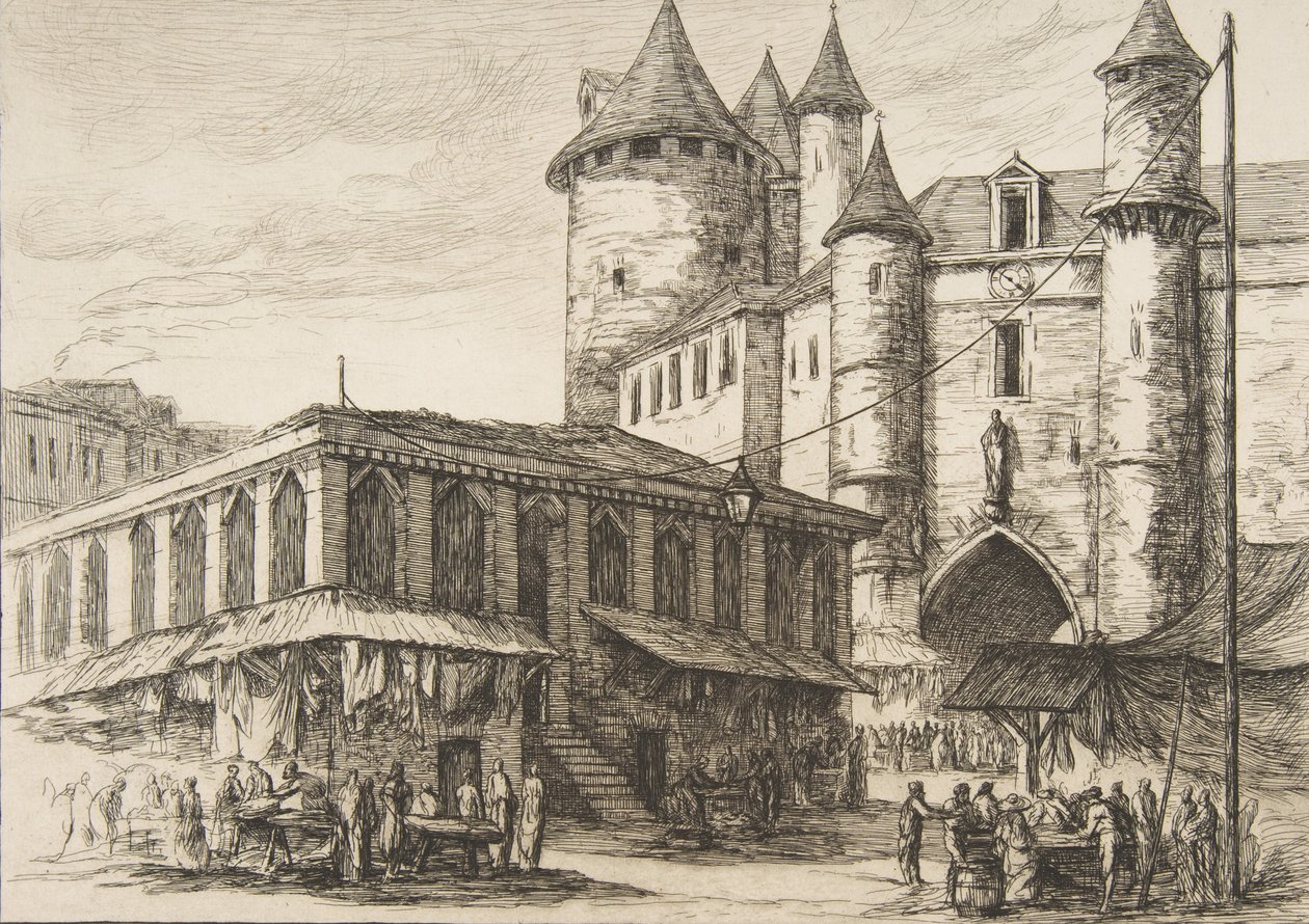 Le Grand Châtelet Grand Châtelet、パリ、1780 年頃、1861 年の以前の図面の後。 作： チャールズ・メリヨン
