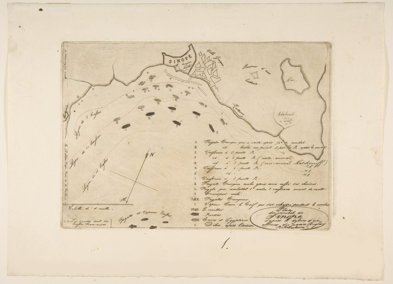 シノペの戦いの計画、1853年。 作： チャールズ・メリヨン