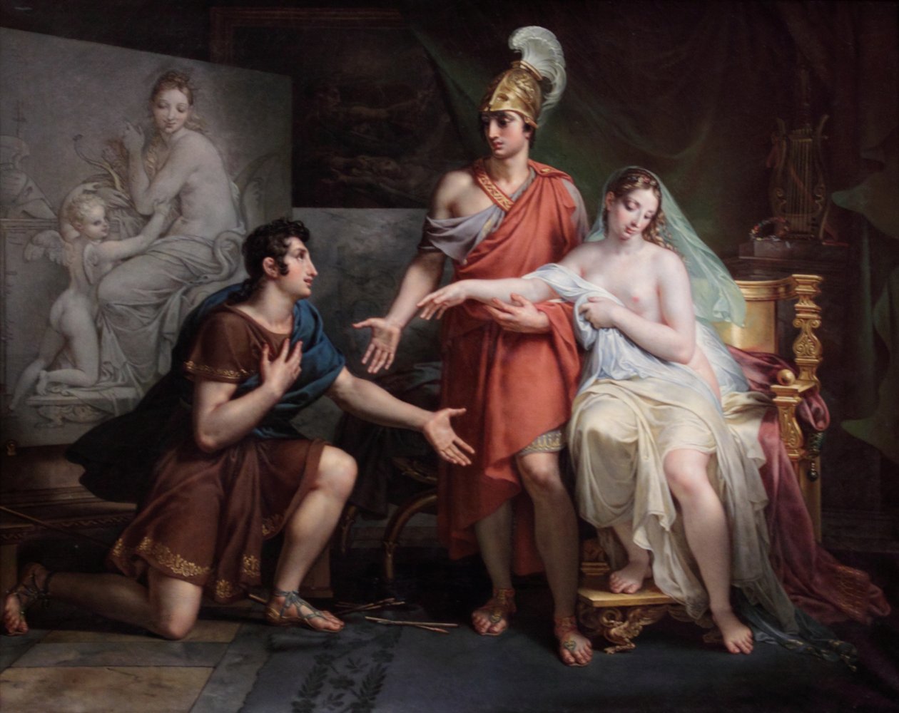 フランス語  Alexandre le Grand cédant Campaspe à Apelle アレクサンドロス大王、カンパスペをアペレスに与える。 作： シャルル・マニエ