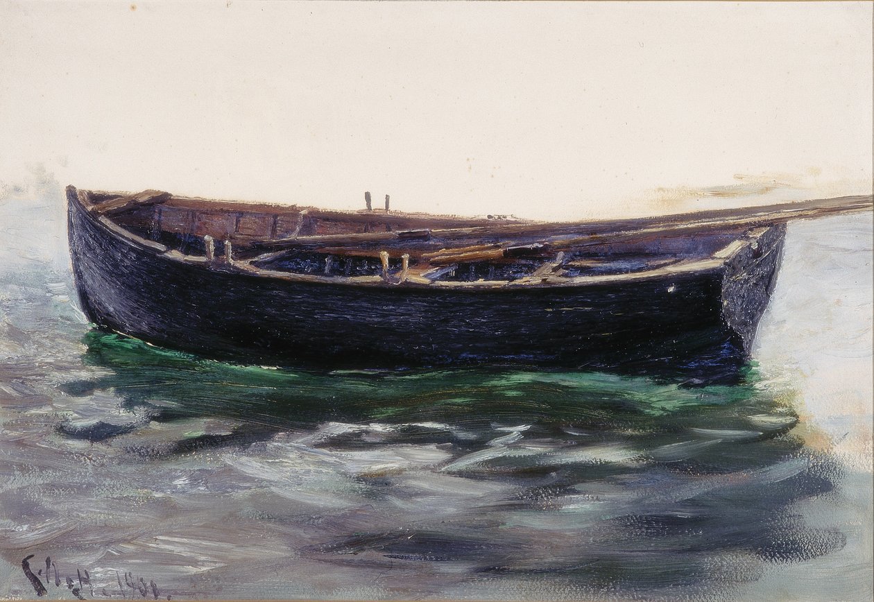 船の研究（紙に油彩（カードに貼り付け）） 作： チャールズ・ネイピア・ヘミー