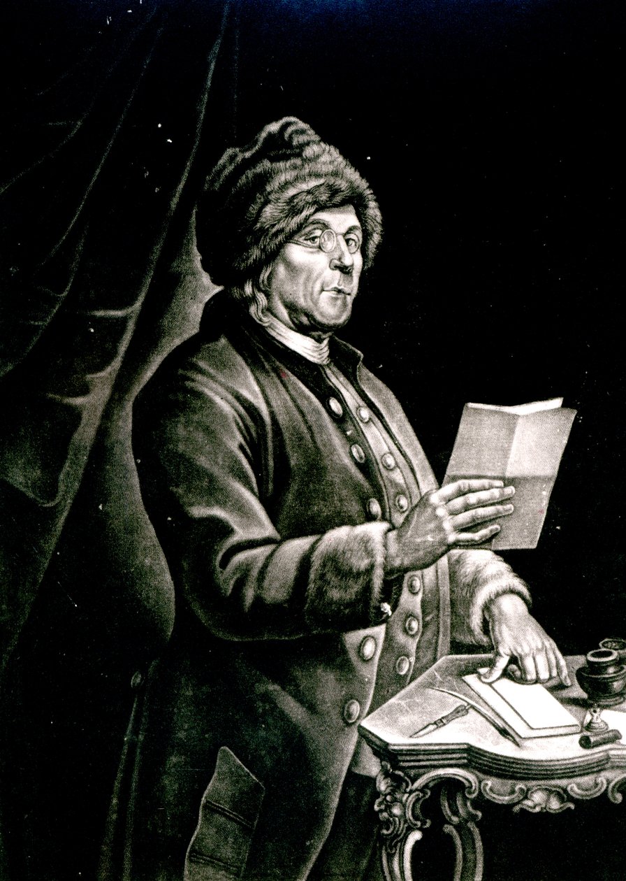 ベンジャミン・フランクリンの肖像、1777（リソ）（bw写真） 作： チャールズニコラスIIコーチン
