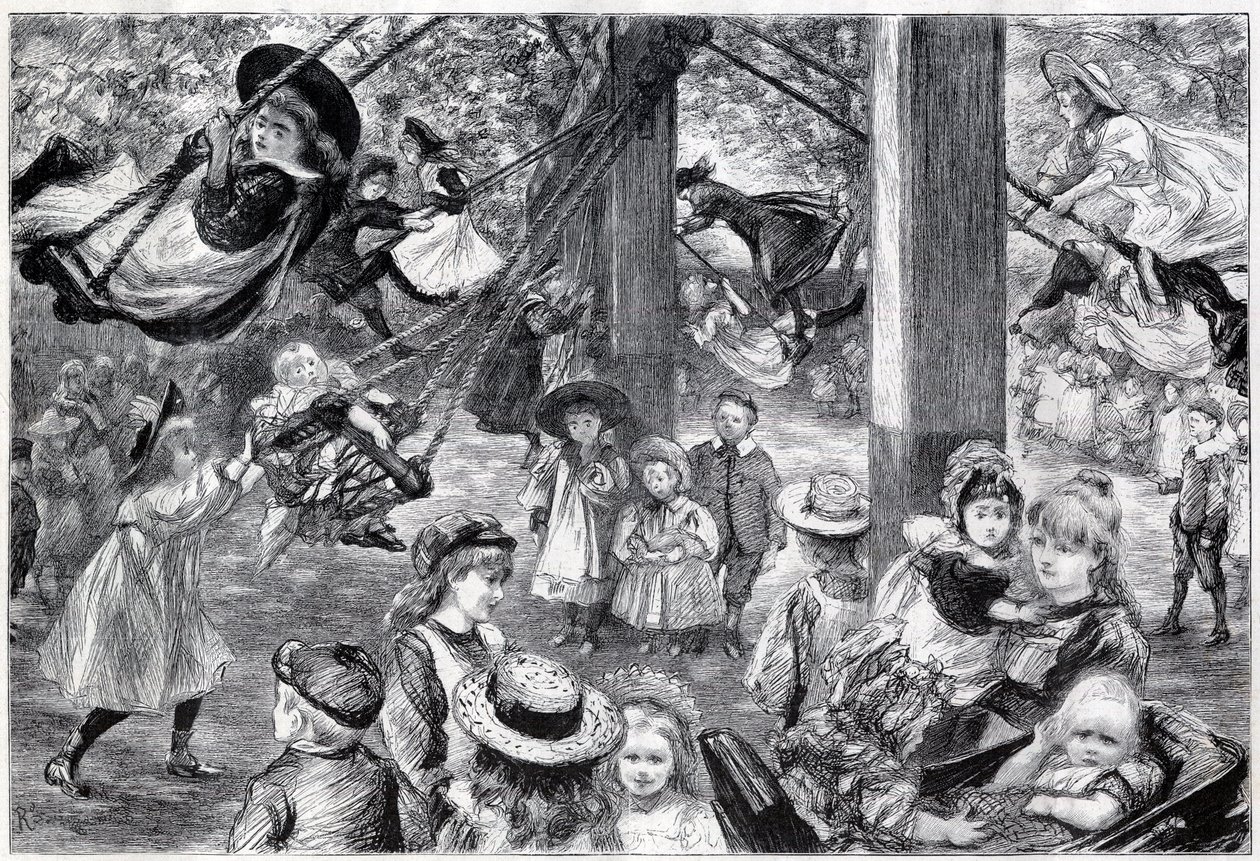 1898年、ロンドンのバタシーパークにある屋外の子供用体育館。 作： チャールズポールルノアール