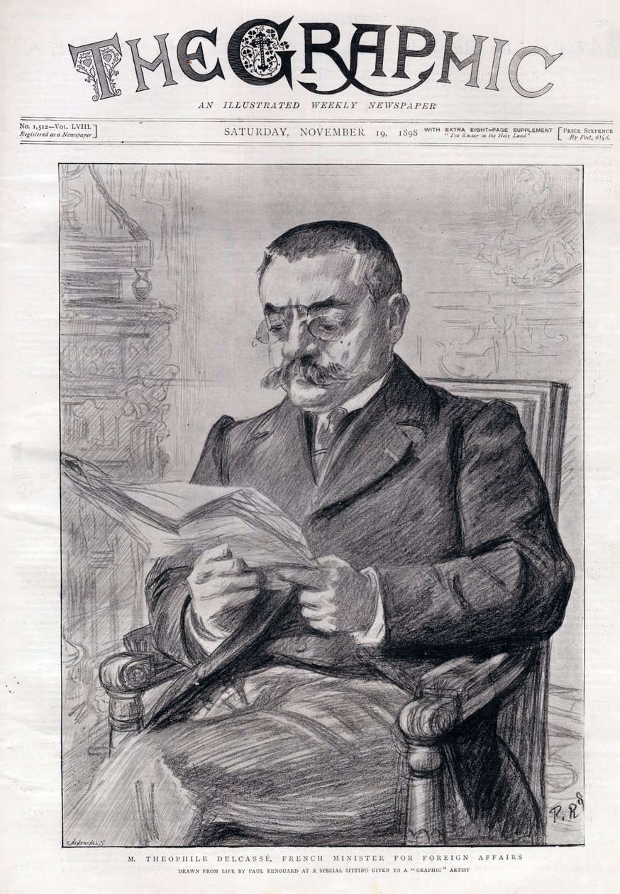 テオフィルデルカス（1852-1923）、フランスの政治家、外務大臣の肖像。 作： チャールズポールルノアール