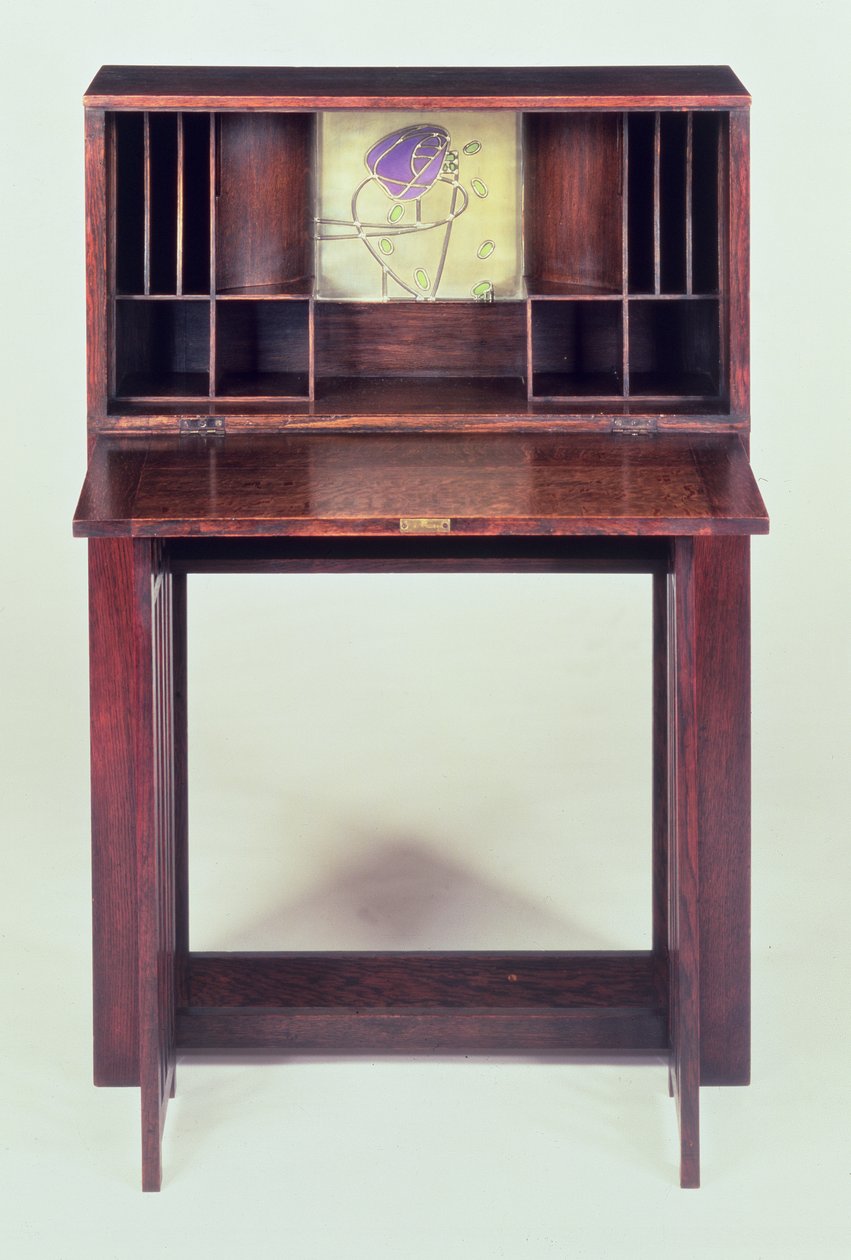 Houshill、1904年に青い寝室のデスク（開いている、閉鎖については45594を参照） 作： チャールズレニーマッキントッシュ
