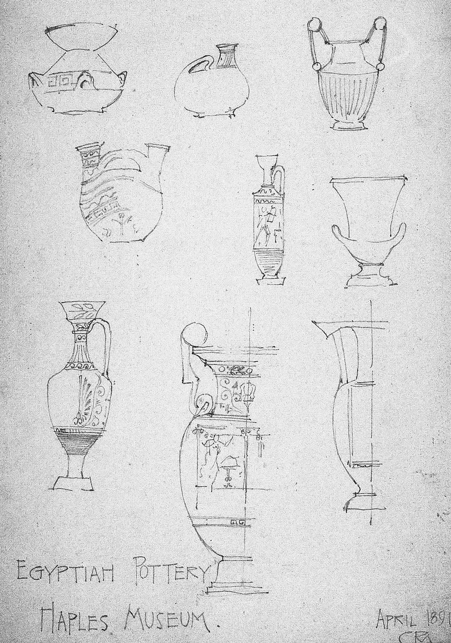 エジプト陶器、ナポリ博物館、1891年 作： チャールズレニーマッキントッシュ