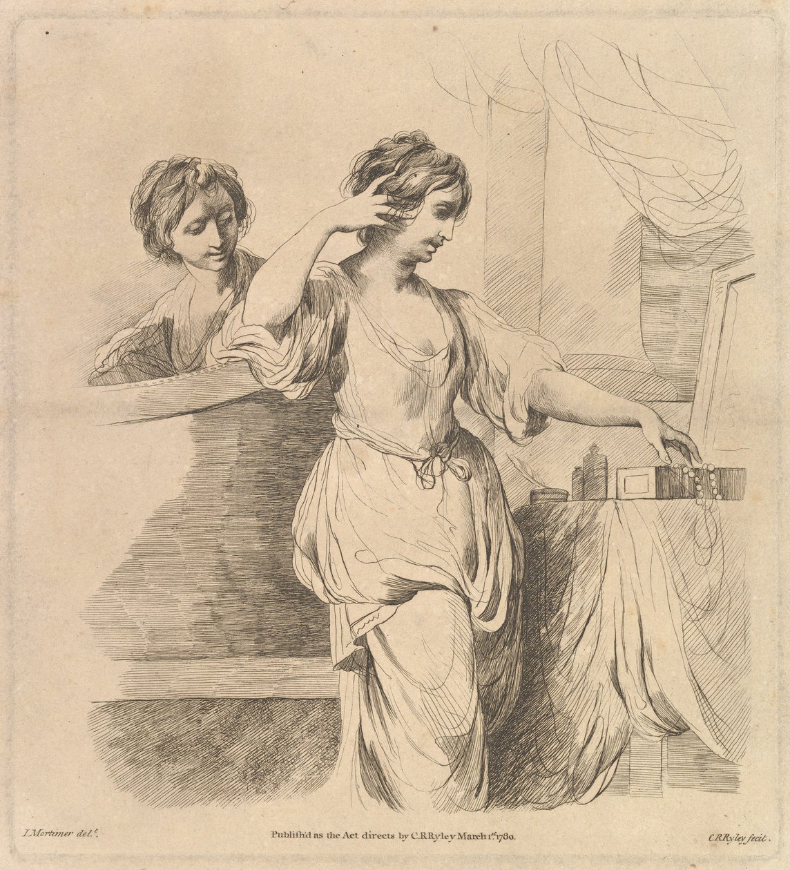 彼女のトイレの女性、1780年3月1日。 作： チャールズ・ルーベン・ライリー