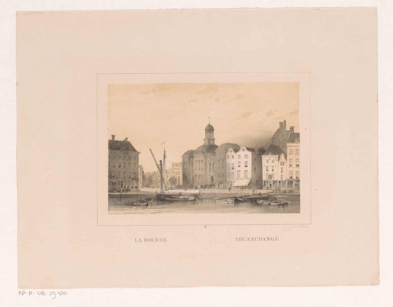 ロッテルダムの証券取引所の眺め La bourse / The exchange (オブジェクトのタイトル) Vues et Monuments de la ville de Rotterdam / ロッテルダム市の景色とモニュメント (シリーズ タイトル) 作： チャールズ・ロクセン