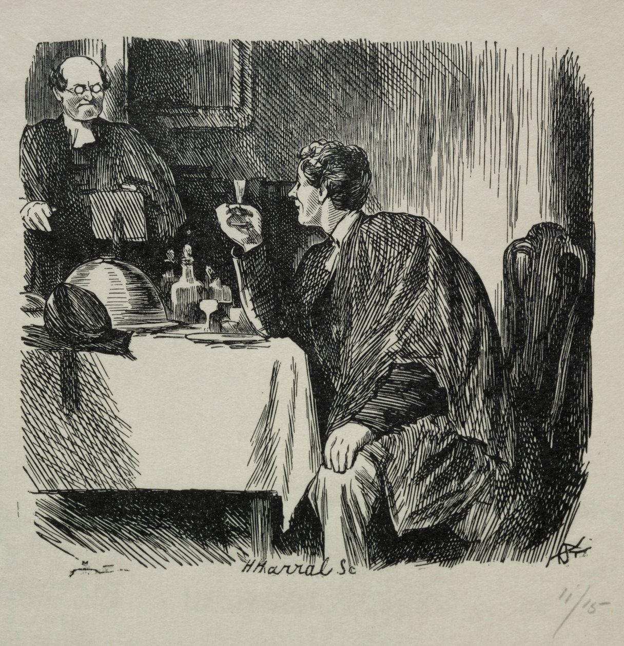 Tomkins Degree Supper and How it Ended、1868。 作： チャールズ・サミュエル・キーン