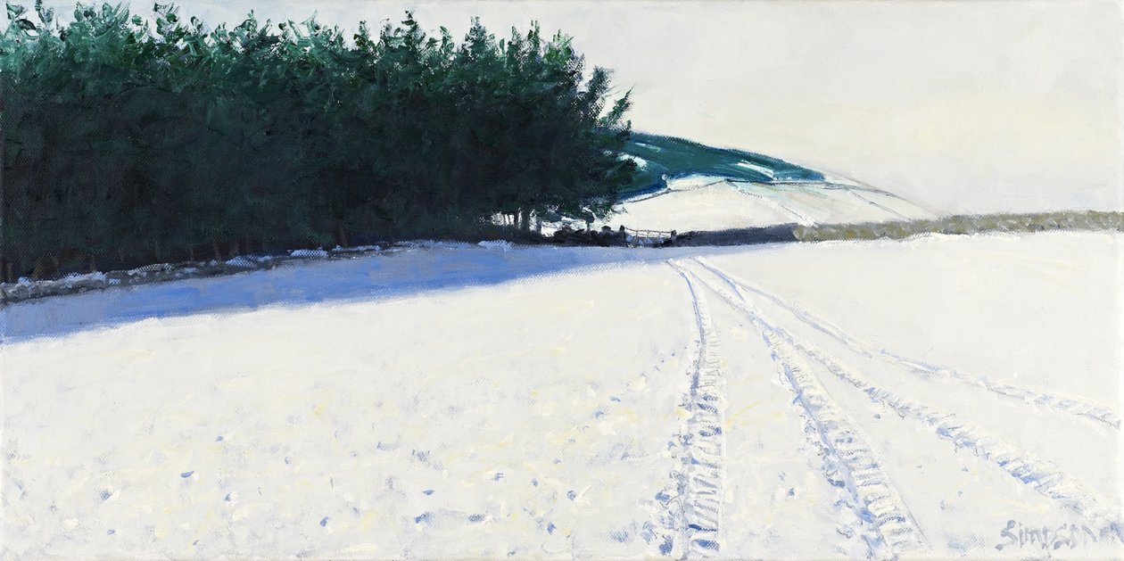 暗い木と雪, 2011 （キャンバスに油彩） 作： チャールズ・シンプソン