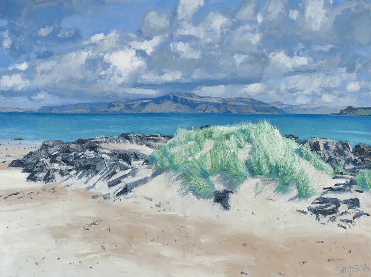 岩と草、アイオナ島、2013年（キャンバスに油彩） 作： チャールズ・シンプソン