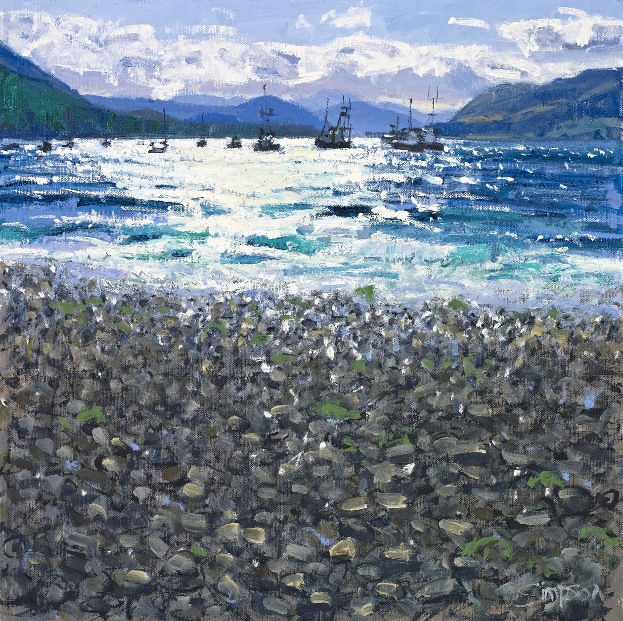 Ullapool Shore, 2011（キャンバスに油彩） 作： チャールズ・シンプソン