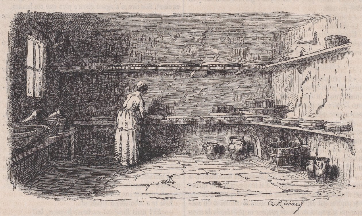Le Magasin Pittoresque の乳製品、カリフォルニア州。 1852年。 作： チャールズ・タミシエ