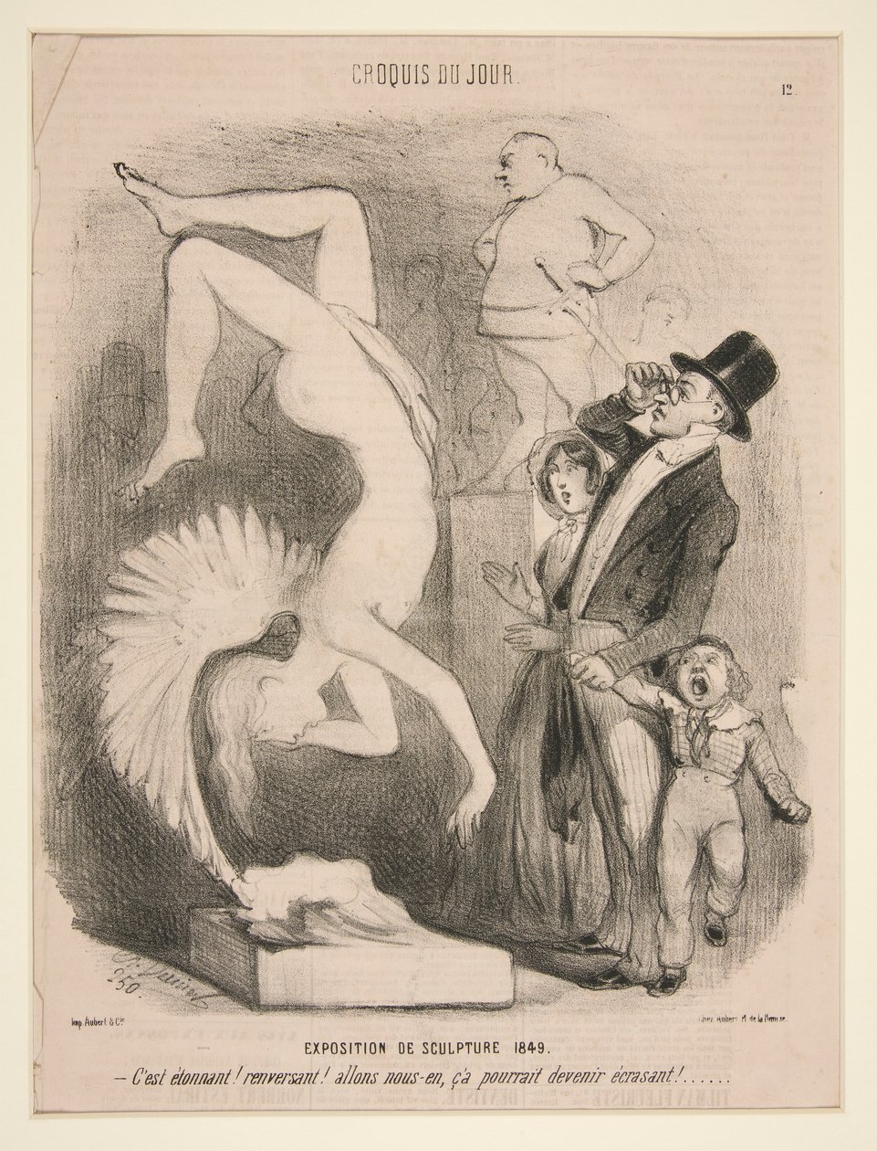 Exposition de Sculpture 1849 (1849 年の彫刻展)、Le Charivari に掲載された「今日のスケッチ」シリーズから 作： シャルル・バーニア