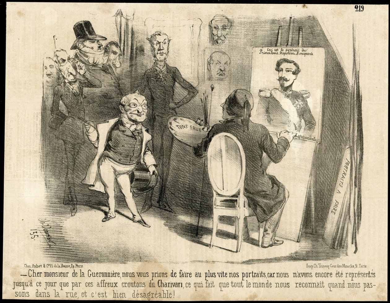シャルル・ヴェルニエ(？-1887)がLe Charivariに描いたもの。 作： シャルル・バーニア