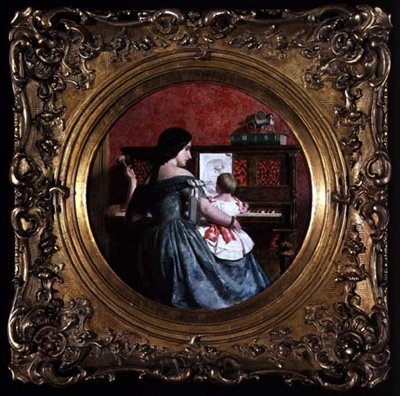 初めてのピアノレッスン（油彩・キャンバス 作： Charles West（attr。To）Cope