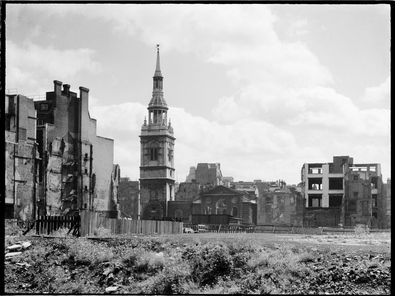 セント・メアリー・ル・ボウ教会、チープサイド、シティおよびロンドン市の郡、GLA、1941-1945。 作： チャールズウィリアムプリケット