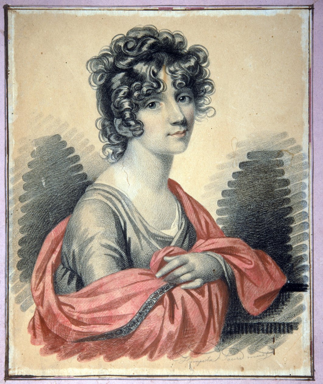 Varvara Ivanovna Golitsyna 伯爵夫人の肖像 (?-1804)、旧姓 Shipova - カール フォン ハンペルン (1794 年 - 1880 年以降) の作品、1820 年頃、段ボールに木炭、パステル、楽園 (25x22 cm) - (Varvara Ivanovna Golitsyna 伯爵夫人の肖像 ,シポバ生まれ、チャコール、 作： シャルル・ド・ハンペルン